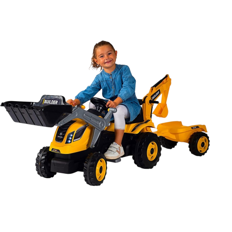 Tractor cu pedale si remorca Smoby Builder Max galben 7600710304 - imagine 8